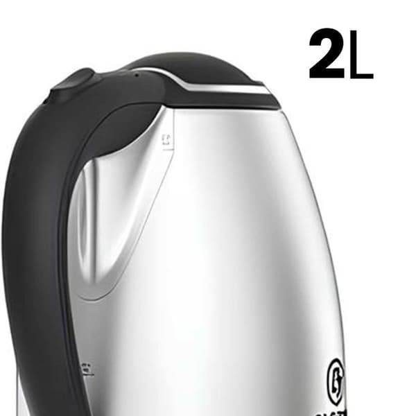 Elkedel 2L 1500W i Rustfrit Stål med Automatisk Sluk Sort / Sølv Svart