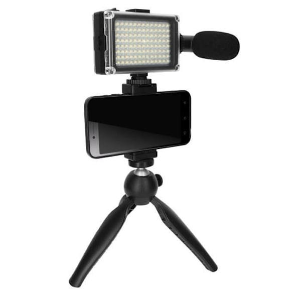 Vlog-pakke med foldbart stativ, mikrofon, Puluz LED-projektor