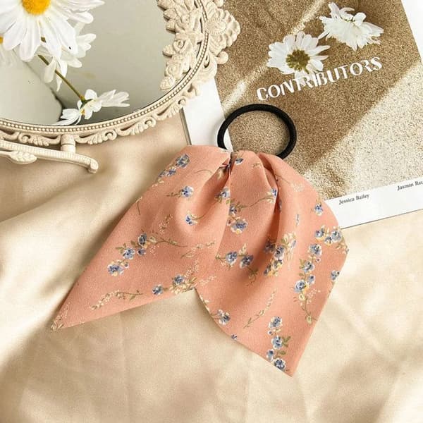 Elastisk tørklæde - AVIZAR - Blomstret bånd - Rosa - Let - Praktisk Rosa