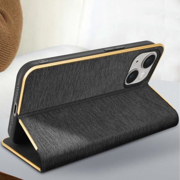 iPhone 14 Case Kortholder Sort - Guld Case