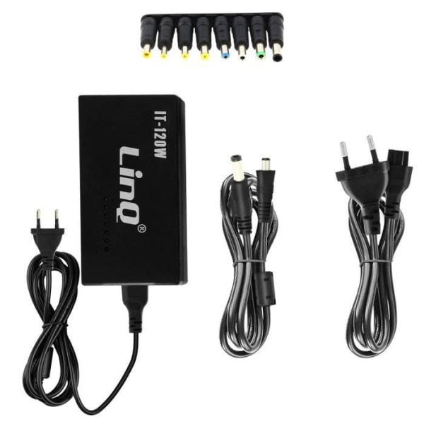 120W universal netoplader med 8 spidser 12 til 24V IT-120W LinQ Sort