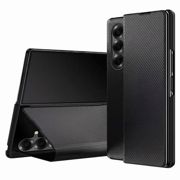 Etui til Galaxy Z Fold 8 Ultra med Støtte i Sort Aramidtekstur Svart