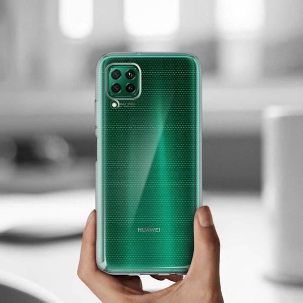 Huawei P40 Lite kova kotelo ja 9H karkaistu lasikalvo 4Smarts läpinäkyvä valkoinen Vit