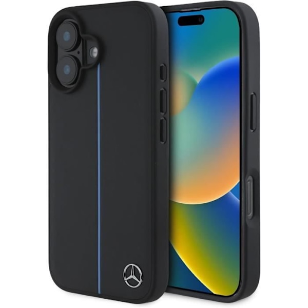 CG Mobile Mercedes-Benz HC iPhone 16-telefonfodral i blått läder med svart linje Blå