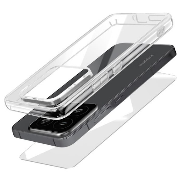 Pack skydd för Xiaomi 15, mjuk skyddsfodral och härdat glas Mayaxess transparent Transparent