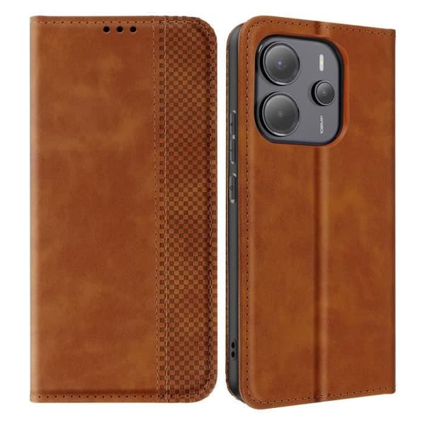 Smartphonefodral - Xiaomi - Redmi Note 14 4G - Plånbok - Videostöd - Brun kastanj