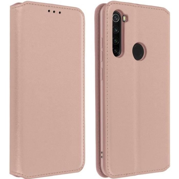 Housse - AVIZAR - Xiaomi Redmi Note 8 - Ekologisk läder - Rose Gold - Stöd funktion Rose guld