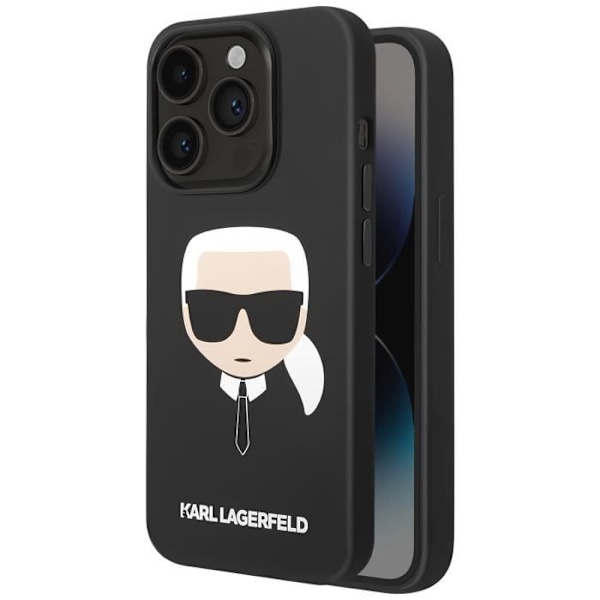 Cover til iPhone 14 Pro - KARL LAGERFELD - Karl's Head Series - Silikone Gel - Hævede kanter - Sort Svart