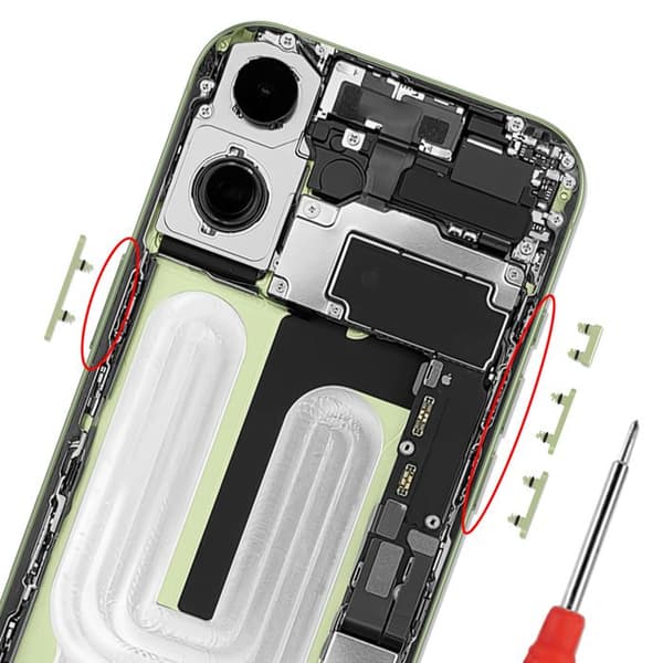 Erstatningssideknapper til iPhone 17 Strøm / Lydstyrke / Handling Salviegrøn salviagrön