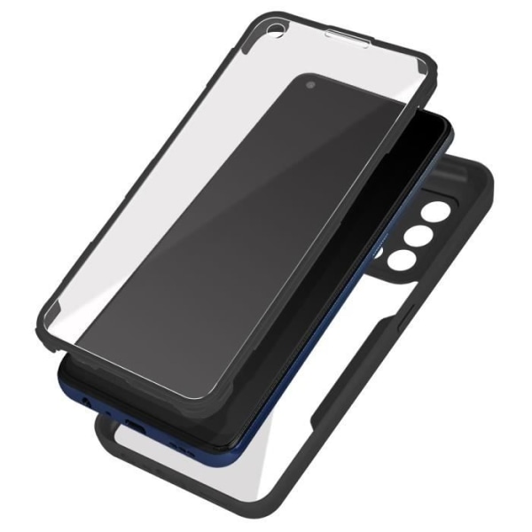 Kotelo - AVIZAR - Oppo A74 - 360° suoja - Plexiglas takaosa - Musta ääriviiva Svart
