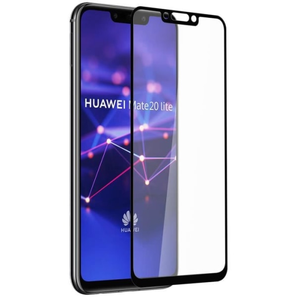 Huawei Mate 20 lite hærdet glas skærmbeskyttelsesfilm - Sorte konturer svart