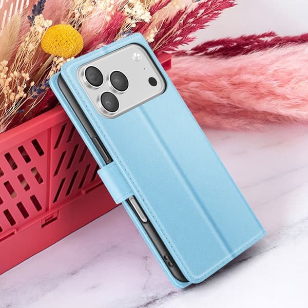 Plånboksfodral - ZANAÉ - iPhone 17 Pro Max - Ljusblå - Videostöd - Magnetisk flik Blå