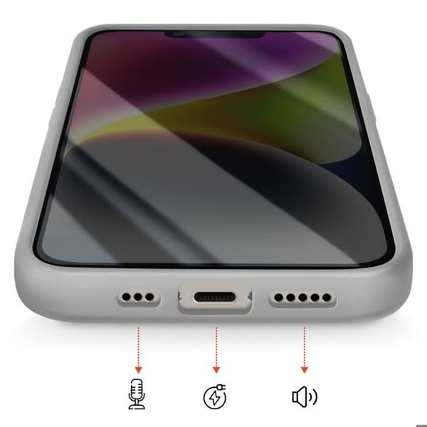 MagSafe cover til iPhone 15 Plus / 14 Plus hård bagside med grå silikone ramme Grå