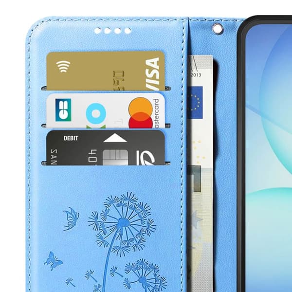 Pungetui til Galaxy A17 Premium Design Blomster Sommerfugl Zanaé Lys Blå Blå