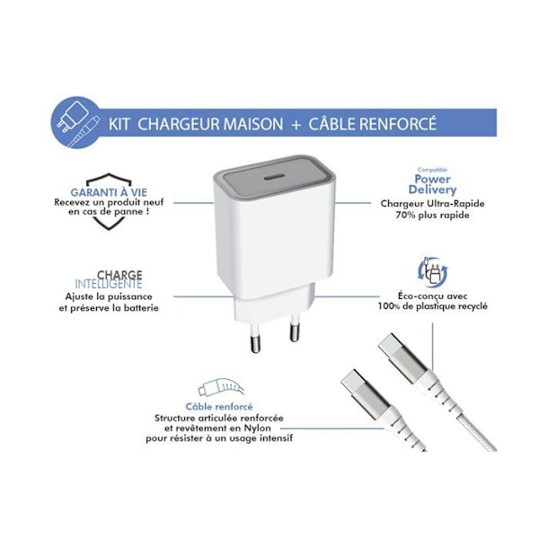 Latauslaite - Force Power Lite - 25W - USB C - 100% kierrätetty muovi - Elinikäinen takuu