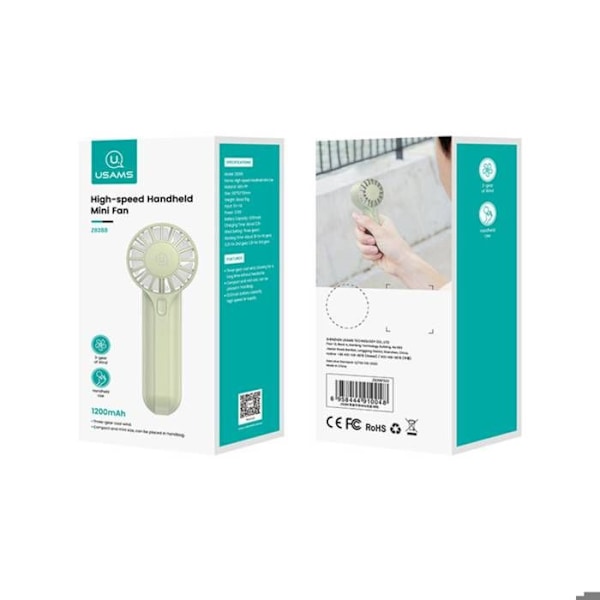 Mini USB-ladattava taskupuhallin 3 nopeudella Usams Valkoinen Vit