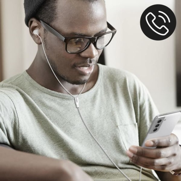 USB-C hörlurar - INKAX - In-ear - 1,2m - Integrerad mikrofon - Multifunktionsknapp Vit