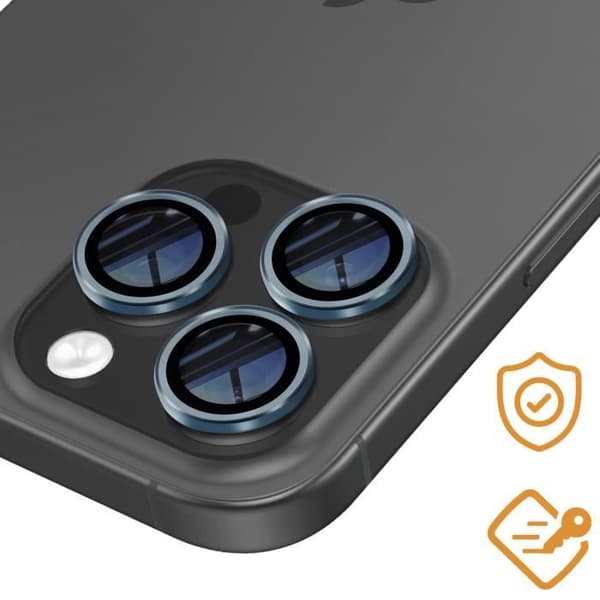 Hærdet Glas Kamera - AVIZAR - iPhone 16 Pro Max - Hårdhed 9H - Ridsefrit - Anti-eksplosion Blå