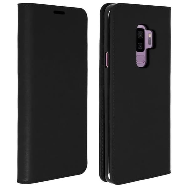 Etui - AVIZAR - Samsung Galaxy S9 Plus - Ægte læder - Pung - Videounderstøttelse svart