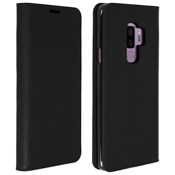 Kotelo - AVIZAR - Samsung Galaxy S9 Plus - Aitoa nahkaa - Lompakko - Videotuki svart