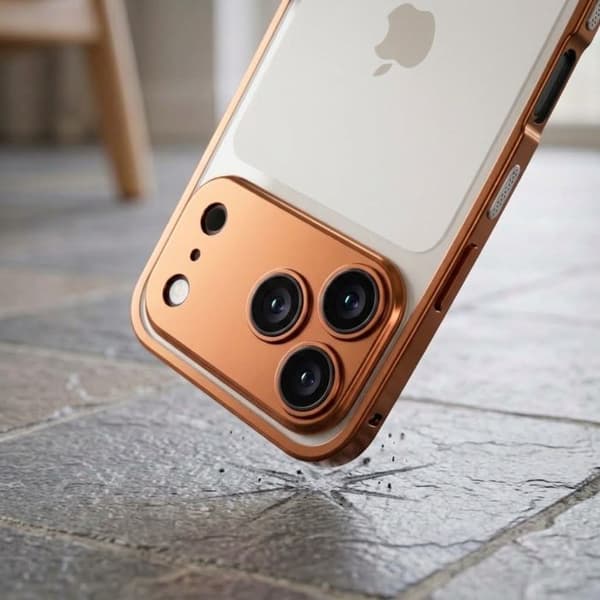 Skydd Design för iPhone 18 Pro Max Stötsäker med Inbyggt Kameraskydd Orange Apelsin