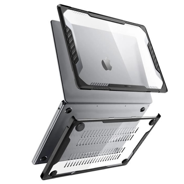 Fuldt cover til MacBook Air 15 2023 Stødsikker luftventil-underlag gennemsigtig sort Svart