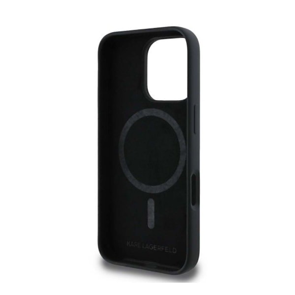 Coque til iPhone 16 Pro Max, kompatibel med MagSafe, Karl Head serie i silicone, Karl Lagerfeld sort Svart