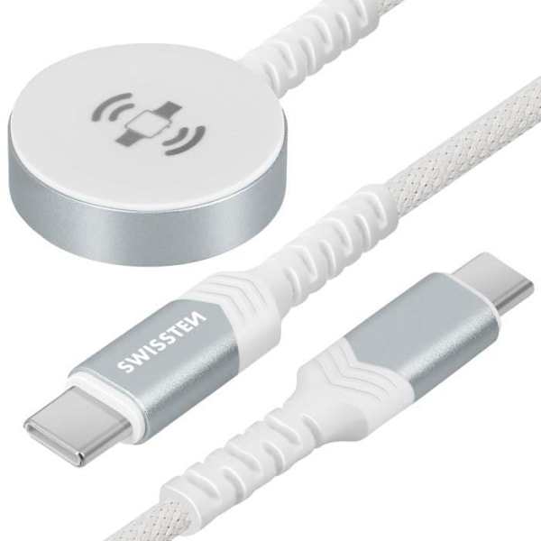 Swissten Apple Watch + USB-C magnetladdarkabel - Vit - 2 i 1 - 60W - 1,2 m Vit