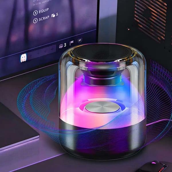 Bluetooth-högtalare - AVIZAR - 5W - LED RGB - Batteri 4-6h - AUX/USB/TF Svart
