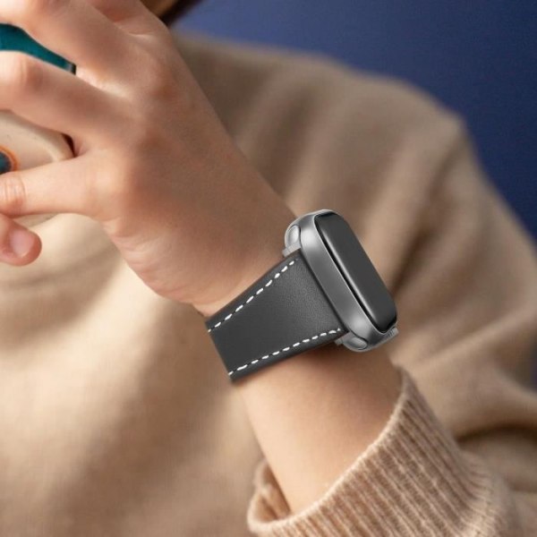 Armbånd til Apple Watch - AVIZAR - Syntetisk Læder Sort - 41mm/40mm/38mm - Justerbart - Behageligt Svart