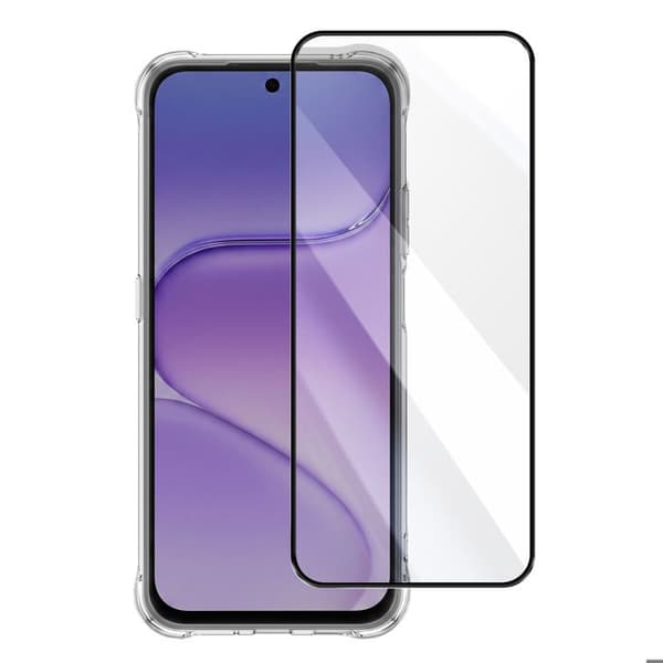 Siliconfodral för Honor 600 Smart 2mm med HD Transparent Härdat Glas Vit