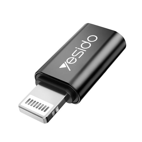 USB-C til Lightning-adapter til iPhone iPad Hurtigoverførsel og Opladning Yesido Sort