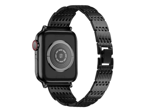 Armbånd til Apple Watch 38/40/41mm i rustfrit stål med sorte strass Svart
