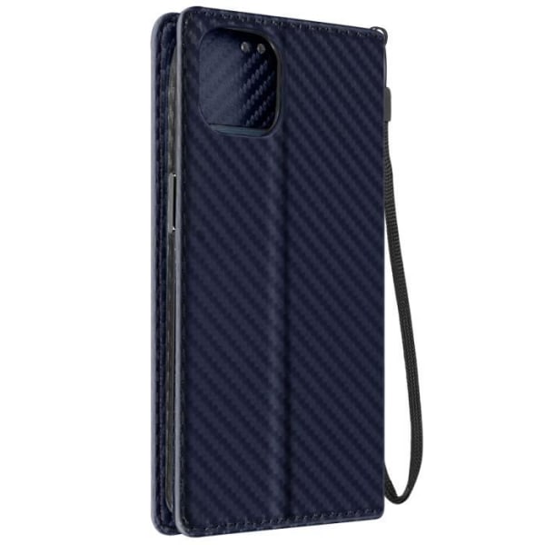 Cover til iPhone 15 Plus Carbon Effect Wallet Video Support Midnight Blue Blå