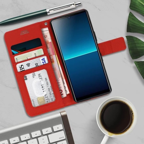 Housse Folio - AVIZAR - Sony Xperia L4 - Röd - Mjuk Skal - Videostöd Röd