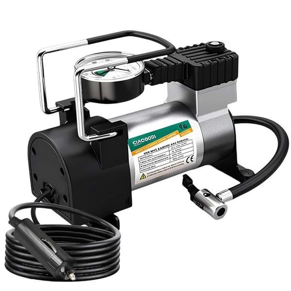 Bärbar luftkompressor - AVIZAR - 12V/120W - 250 PSI - Analog manometer - ABS/metall