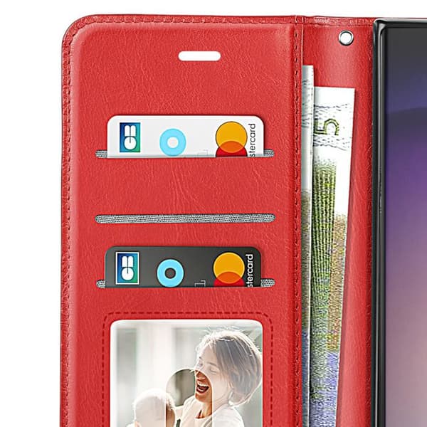 Pungetui til Samsung Galaxy S23 Ultra med håndledsrem og videostøtte Mayaxess Rød Röd