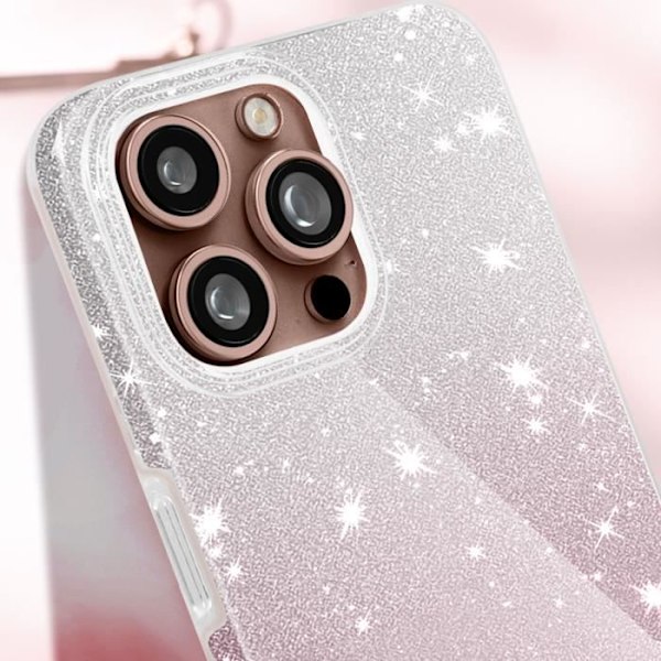 Glitterfodral till iPhone 16 Pro Max Hybrid Glamour Design Vit/rosa Rosa