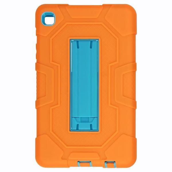Iskunkestävä kotelo - AVIZAR - Galaxy Tab A7 Lite - Silikonigeeli - Jalustan tuki - Oranssi/sininen Orange / Blå