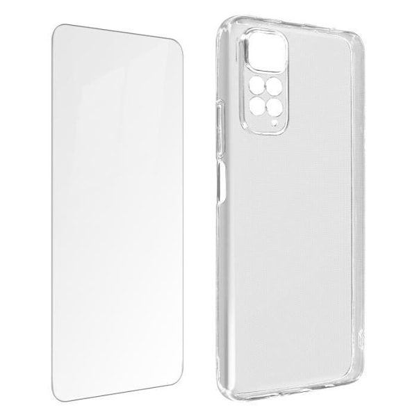Xiaomi Redmi Note 11 och Note 11s fodral - AVIZAR - Silikon och härdat glasfilm - Vit - Stel - Smidig - Blandad Vit