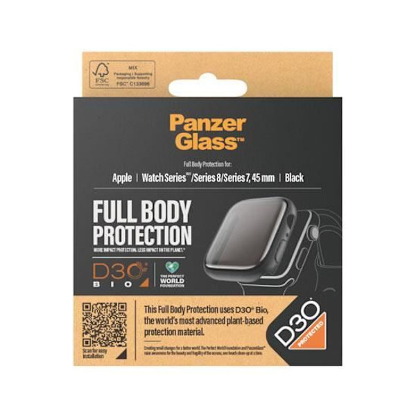 PanzerGlass Case Skærmbeskytter med D3O® til Apple Watch 45mm Sort