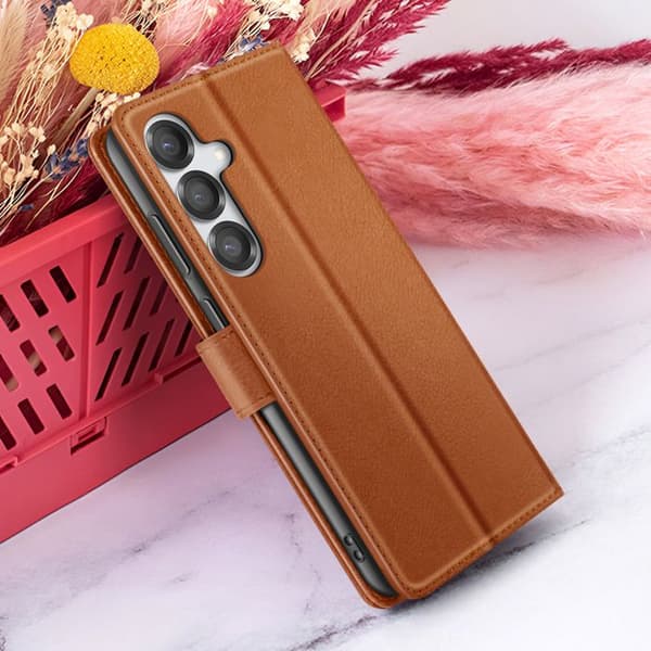 Plånboksfodral för Galaxy S25 / S24 med Stöd och Magnetisk Flik Zanaé Brun kastanj