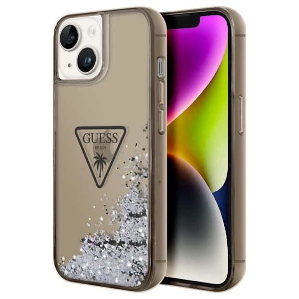 Coque Luxe för iPhone 14 Plus Flytande Glittrar Rep-skydd Guess Svart Transparent Svart
