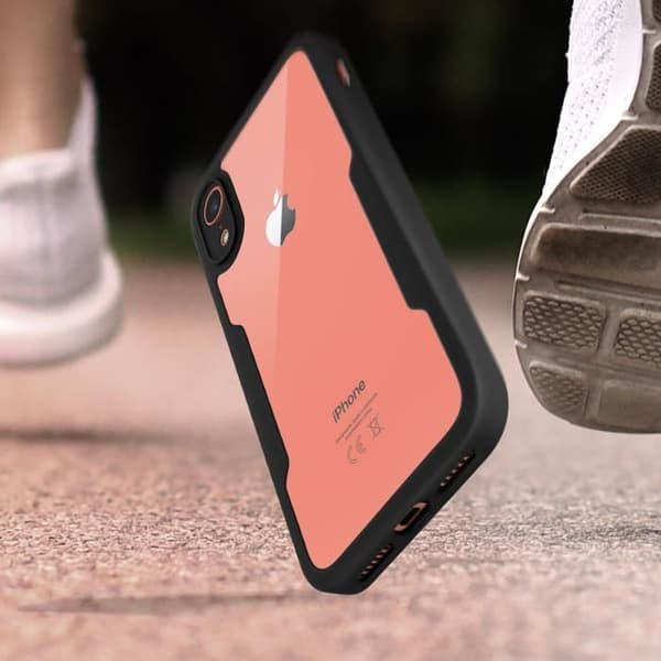Coque integreret - AVIZAR - iPhone XR - Bagside i Plexiglas - Stødabsorberende beskyttelse - Sort Svart