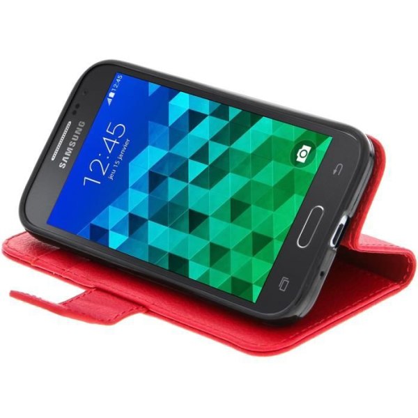 Etui Portefeuille - Avizar - Samsung Galaxy Core Prime - Rød - Simili-læder - Støttefunktion Röd