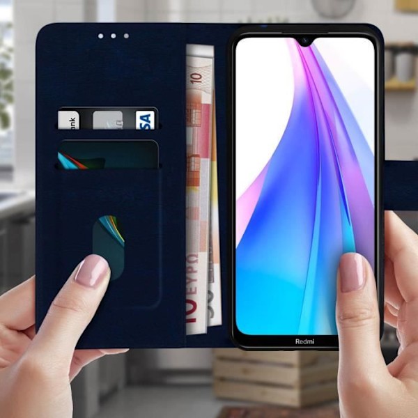 Etui - AVIZAR - Xiaomi Redmi Note 8T - Mjuk - Magnetisk - Mörknatt Midnattsblå