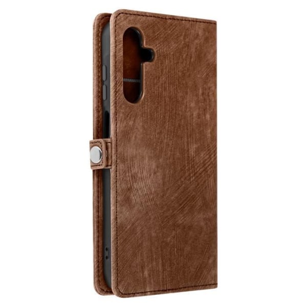 Fodral till Samsung Galaxy A15 5G - AVIZAR - Flera fack - Brun - Borstad effekt eko-läder kastanj