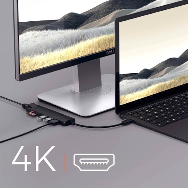 USB C - Ethernet Hub, 4K HDMI, USB C, 2 USB, Satechi-kortinlukija musta