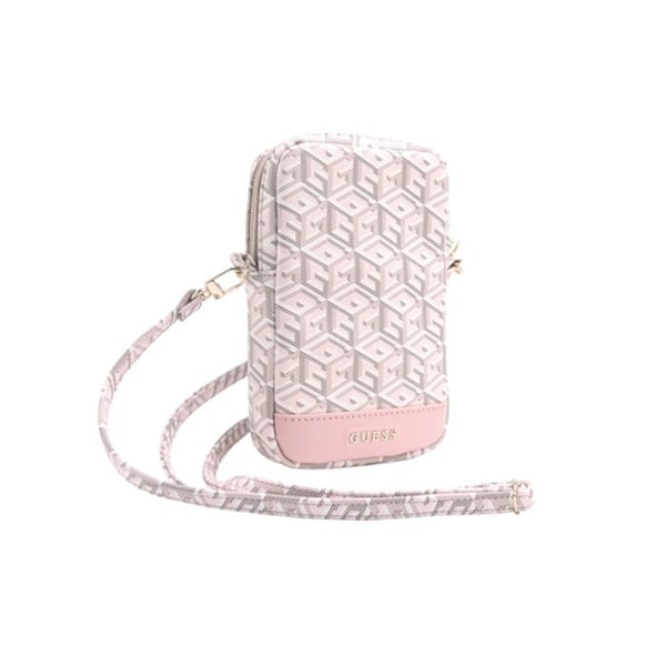Mobilväska - Guess - Zip GCube Bottom Stripe - Rosa - Ekologiskt läder - Justerbar rem Rosa