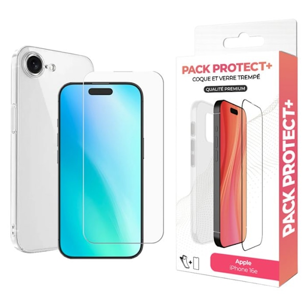 Skyddspaket för iPhone 16e - Mjuk TPU-hölje och 7H härdat glas Moxie Transparent Vit